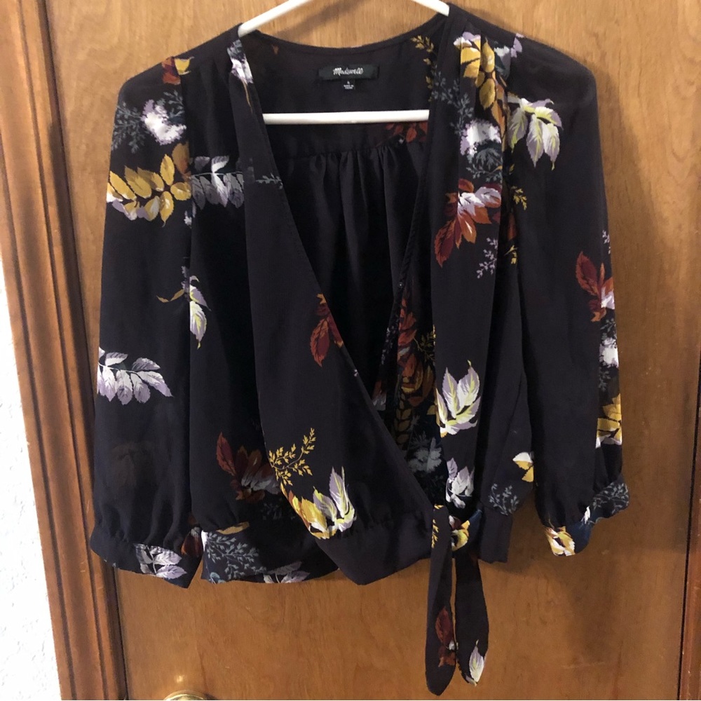 Madewell Floral wrap top size small